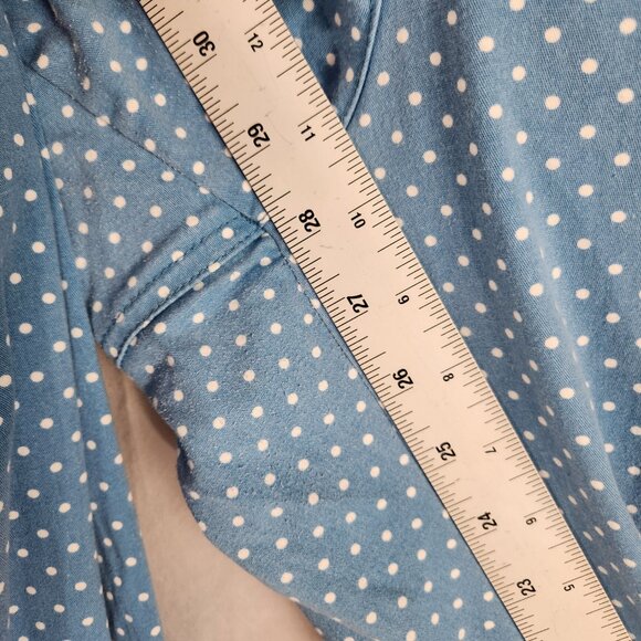 Woman Within Plus Size Blue Polka Dot Denim Jeans Sz 22W Elastic Waist Casual - Picture 5 of 11